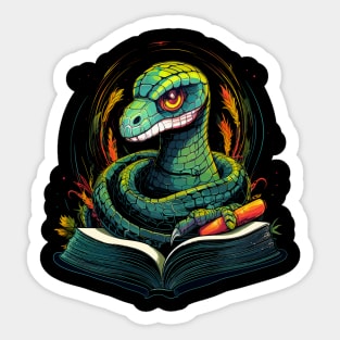 Snake Reads Book Sticker